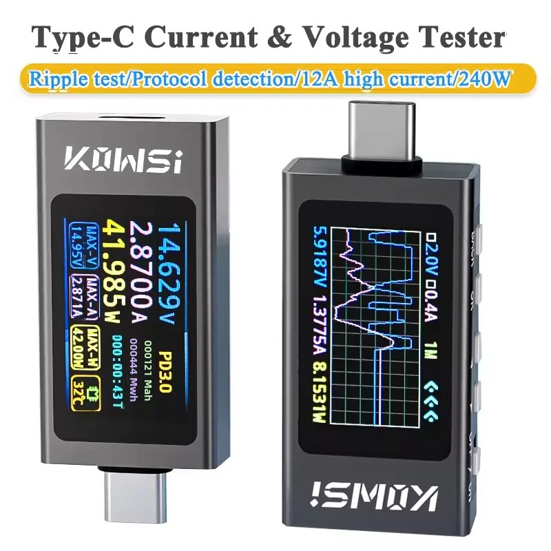 Battery Monitor Coulometer - KWS-X1 Type-C 전류 및 전압 모니터